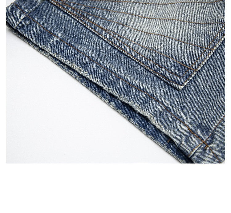 Biker Style Denim Shorts