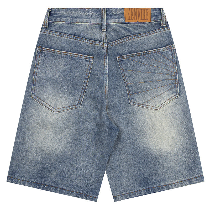 Biker Style Denim Shorts
