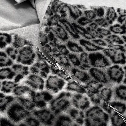 Grey Leopard Print Zip up