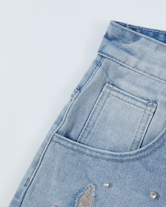 Rhinestone Baggy Denim Jorts