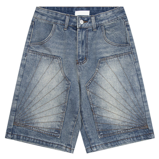Biker Style Denim Shorts