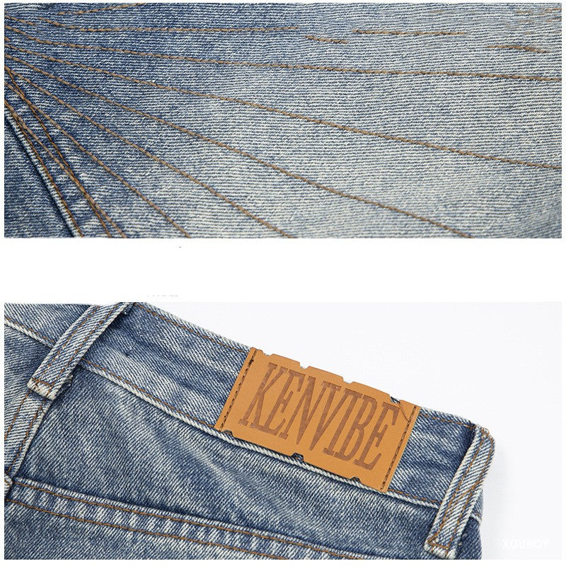 Biker Style Denim Shorts