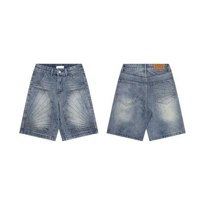 Biker Style Denim Shorts