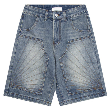 Biker Style Denim Shorts