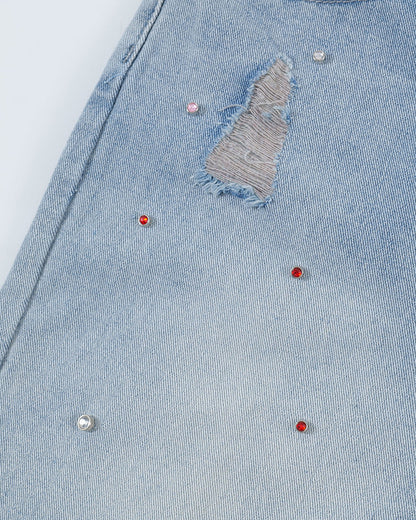Rhinestone Baggy Denim Jorts