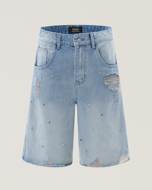 Rhinestone Baggy Denim Jorts