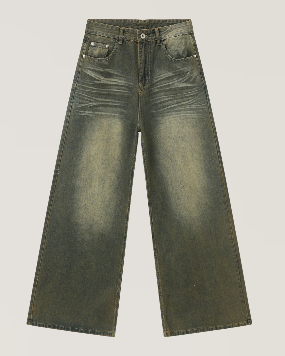 Olive Fade Baggy Denim Jeans
