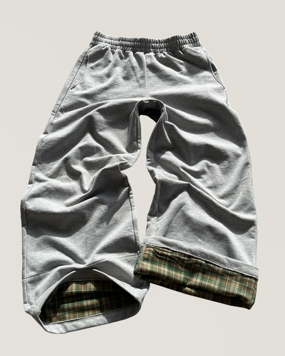 Hidden Plaid Baggy Sweatpants