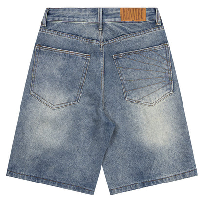 Biker Style Denim Shorts