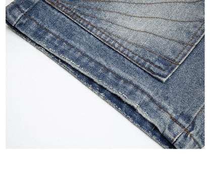 Biker Style Denim Shorts