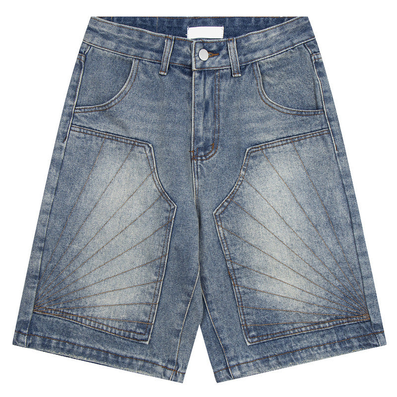Biker Style Denim Shorts