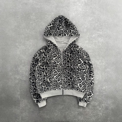 Grey Leopard Print Zip up